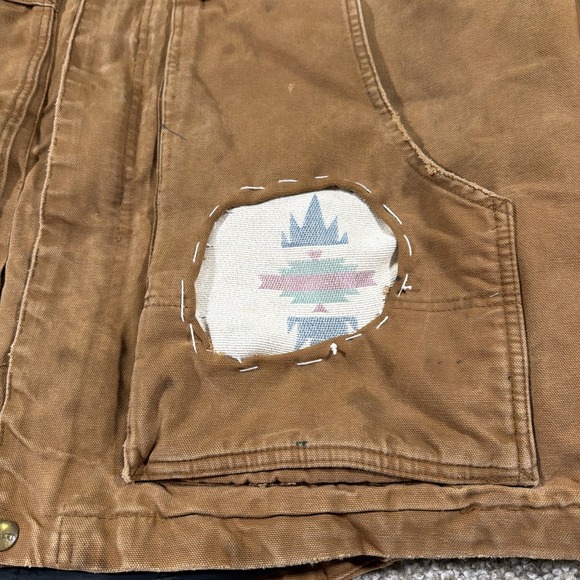 Vintage Distressed Carhartt Full Swing Jacket Super Faded Size Large Patchwork - Picture 3 of 16